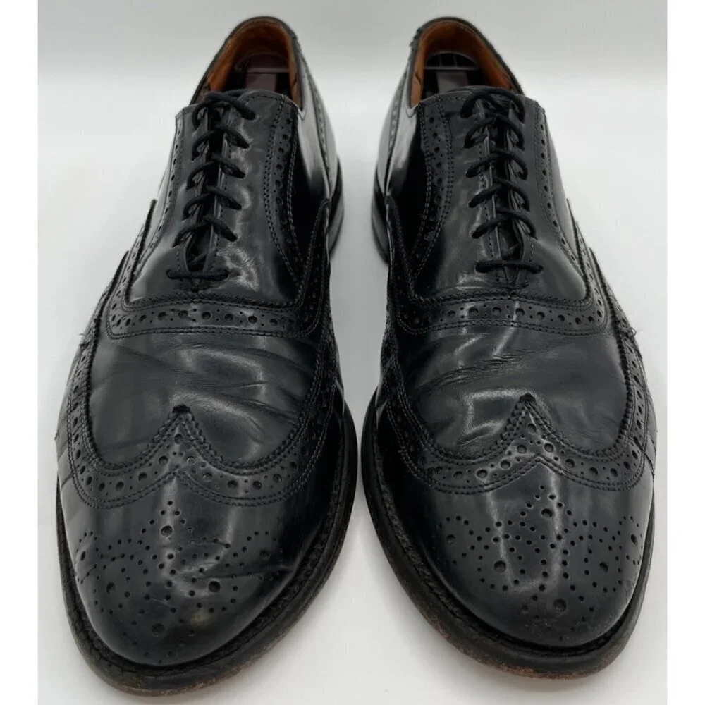 Allen Edmonds Lloyd Black Leather Wingtip Brogue Oxford Dress Shoe Mens 10.5 D